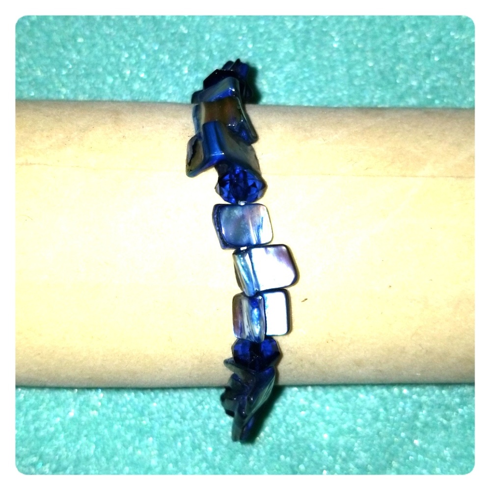 Blue Beaded Stretch Bracelet